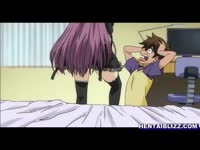 Fat ass anime girl sneaks on her brother's room
